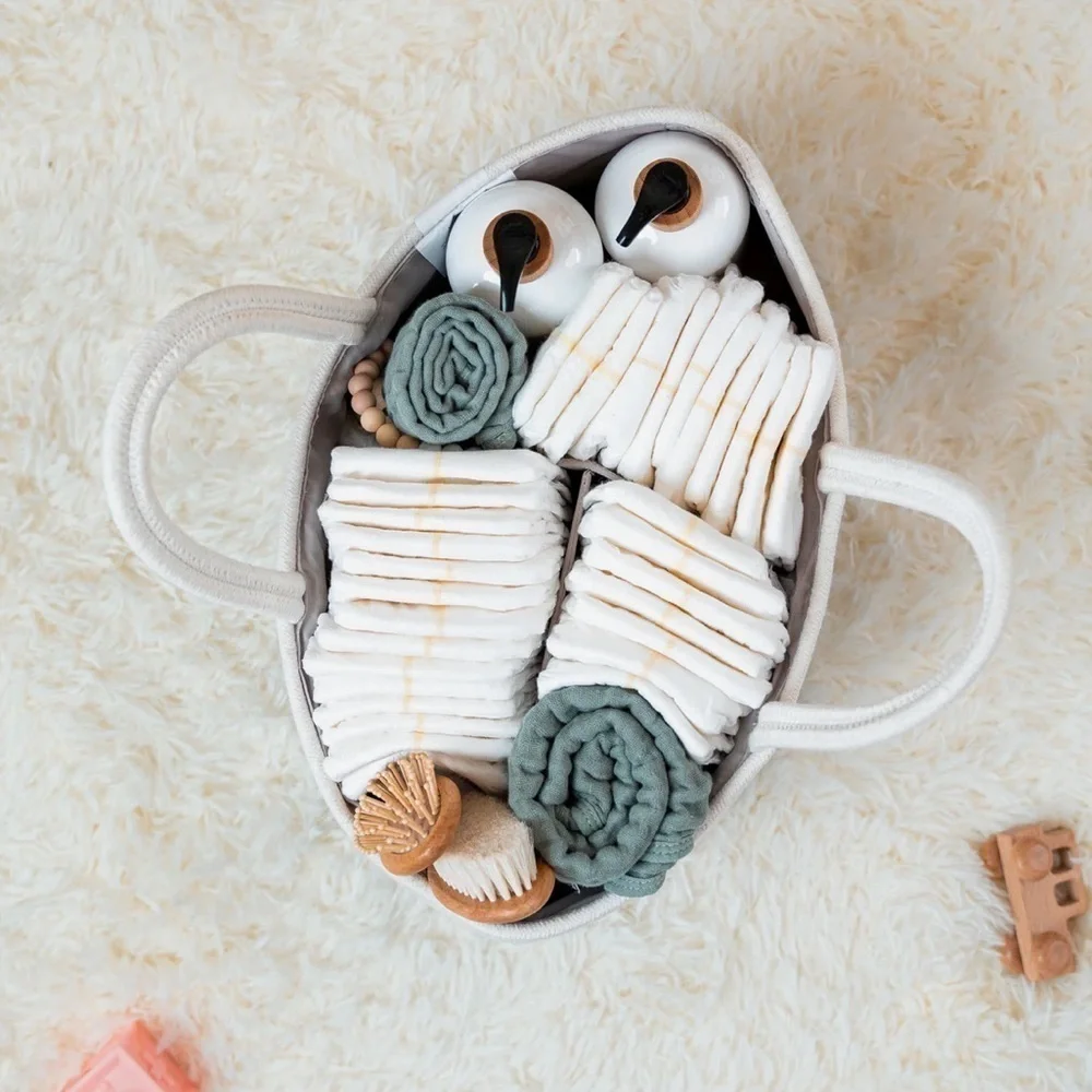 Comfy Cubs trip rope basket Diaper Caddy Organizer in blush color